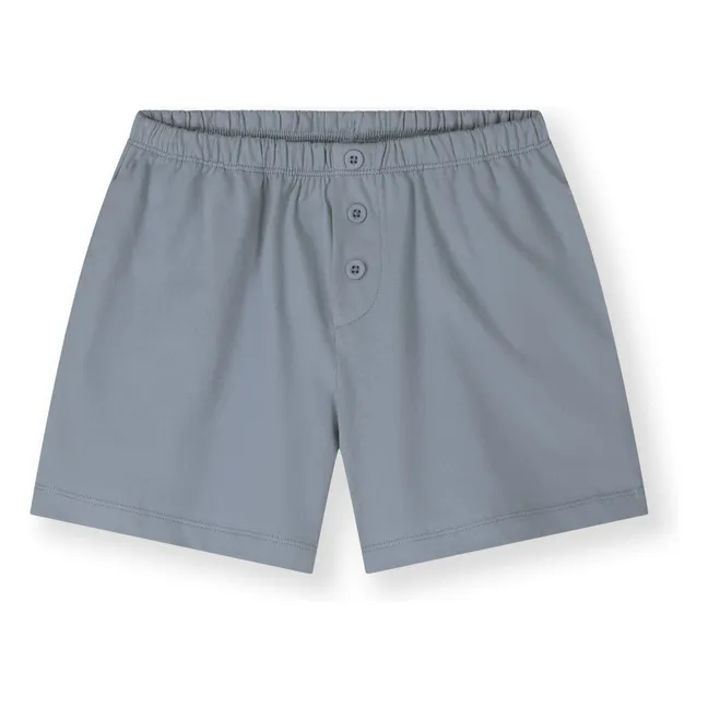 Organic cotton button-down shorts | Ice Blue