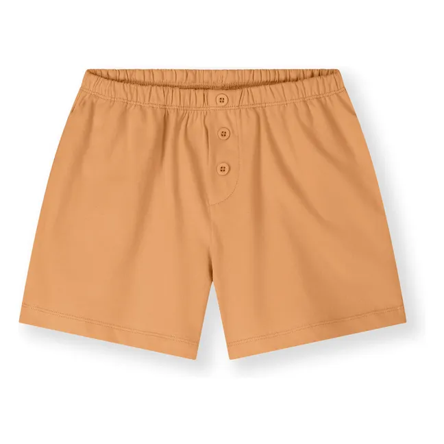 Organic cotton button-down shorts | Apricot