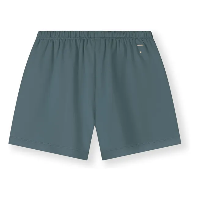 Organic cotton button-down shorts | Peacock blue