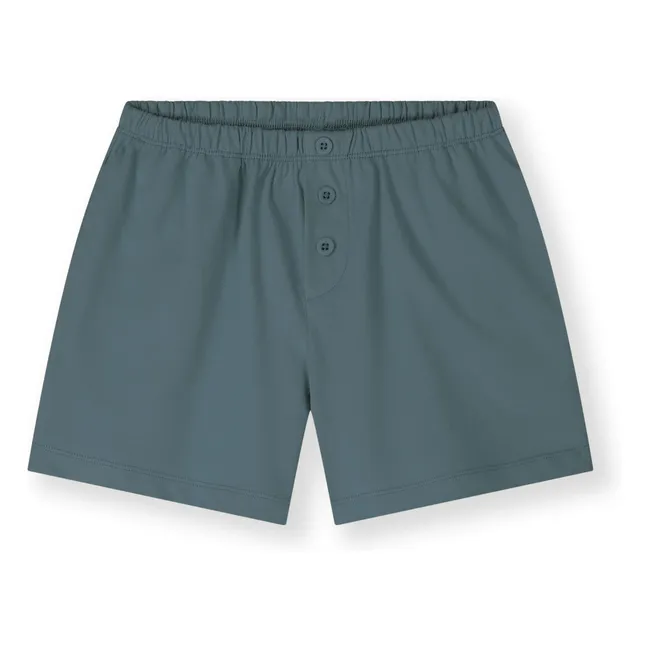 Organic cotton button-down shorts | Peacock blue