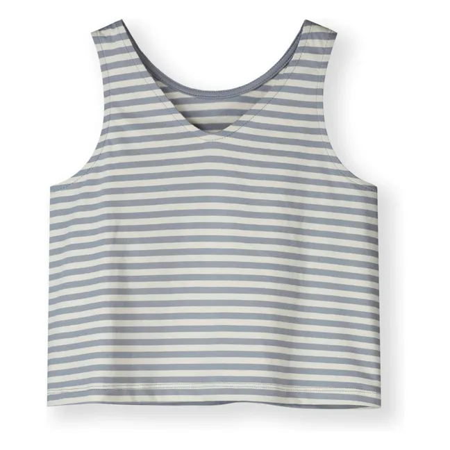 Top Boxy Rayé Coton Bio | Bleu Glacier