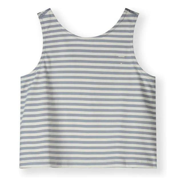 Striped Organic Cotton Boxy Top | Ice Blue