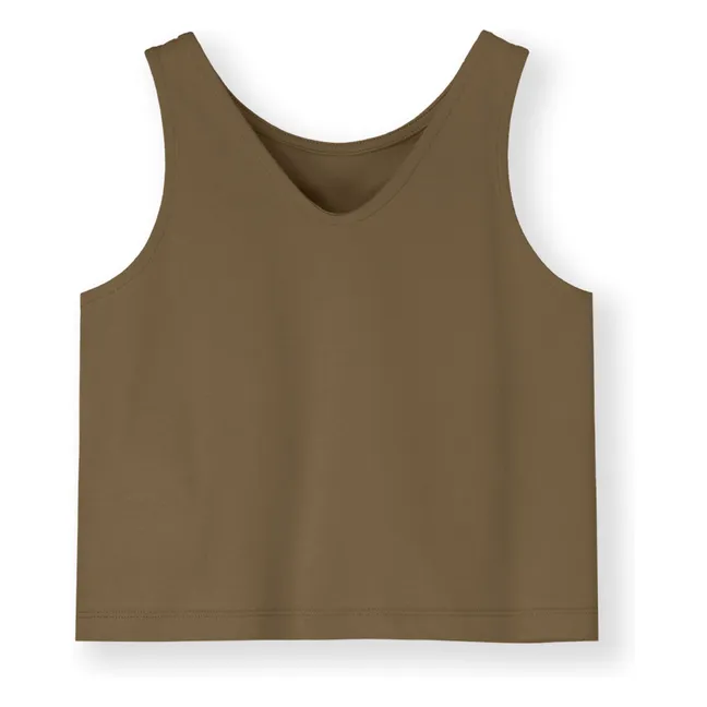Boxy Organic Cotton Top | Khaki brown
