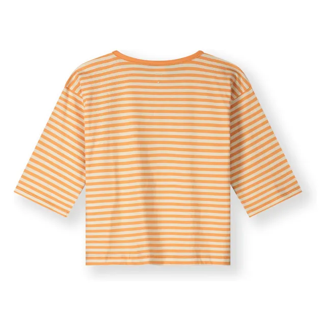 T-shirt Manches 3/4 Rayé Coton Bio | Abricot