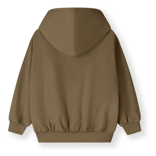 Organic cotton zip-up sweatshirt | Khaki brown