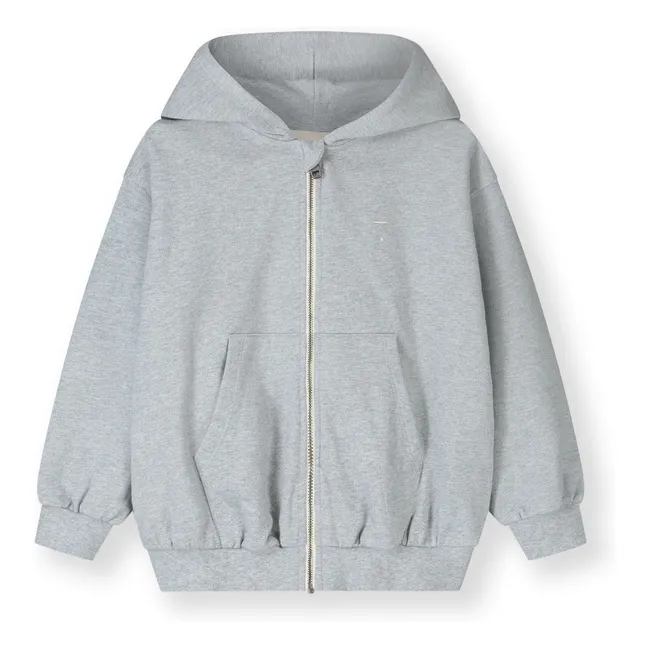 Sudadera con cremallera de algodón orgánico | Gris Jaspeado