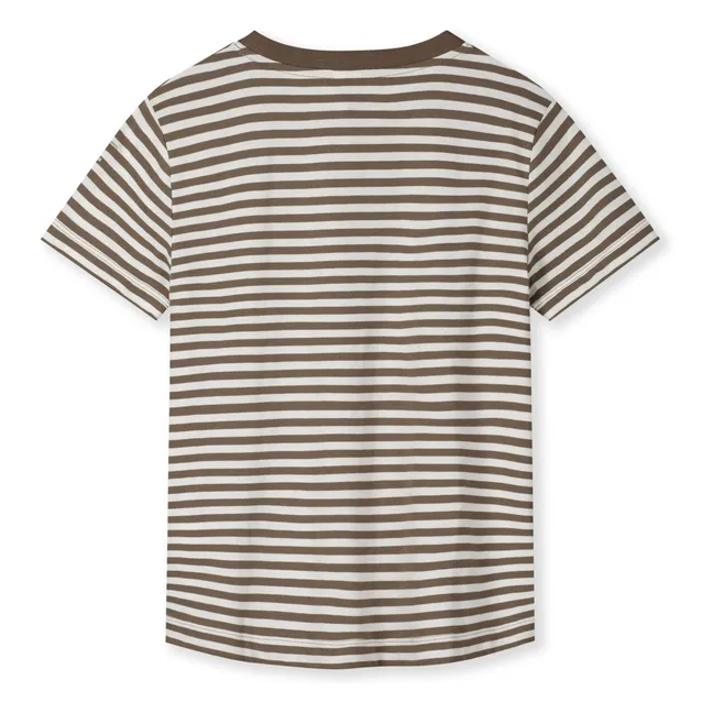 Camiseta oversize a rayas de algodón orgánico | Marrón Kaki