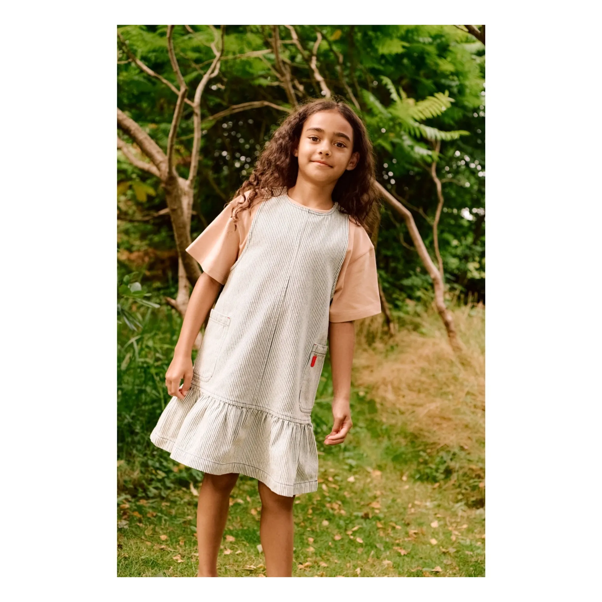 Robe Denim Angelica Rayée | Bleu marine- Image produit n°1