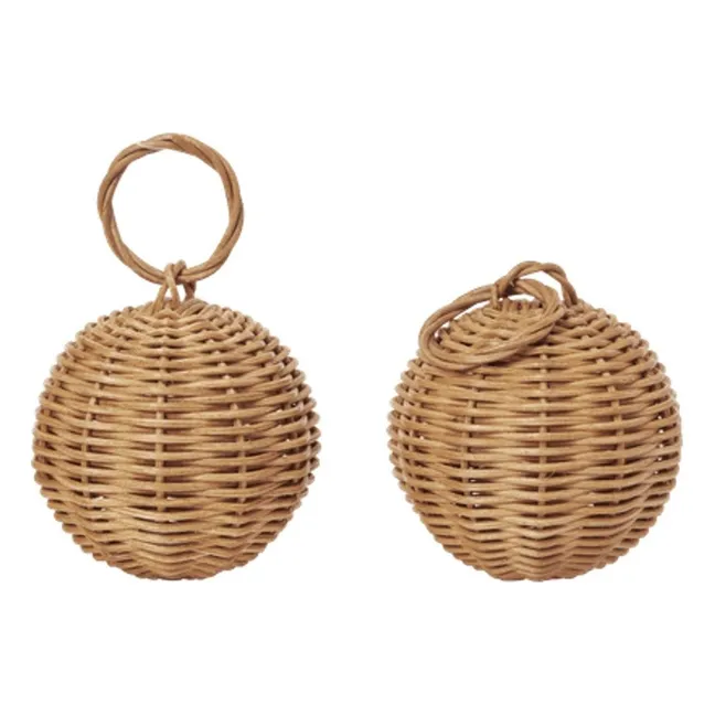 Boules de Noël en rotin tressé - Set de 2