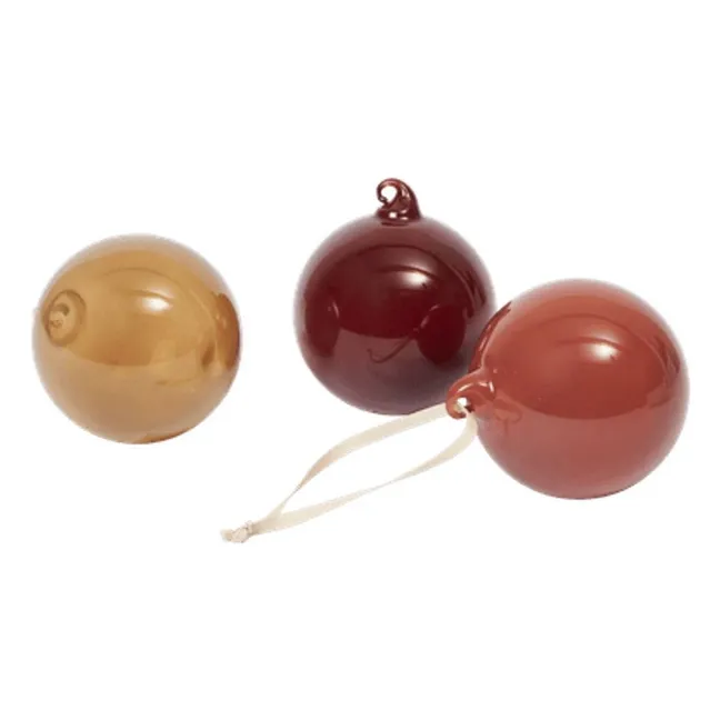 Boules de Noël en verre - Set de 3 | Orange