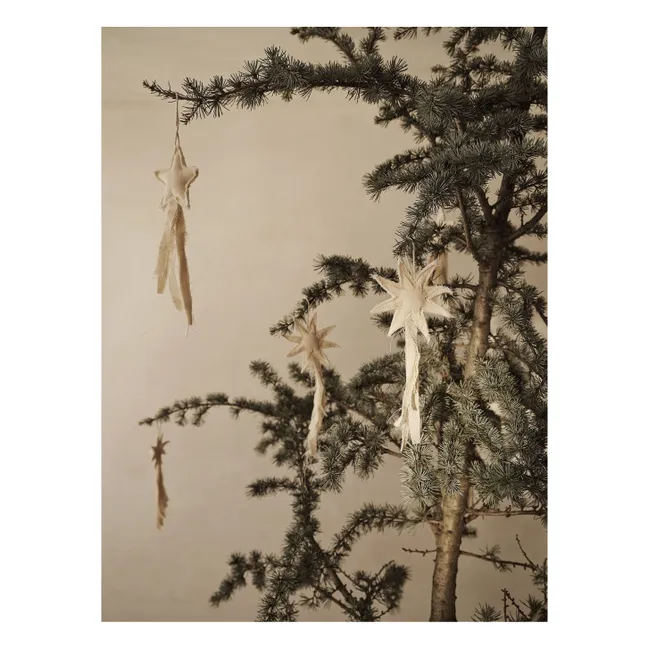 Ornements pour sapin en coton Vela Star - Set de 4 | Blanc