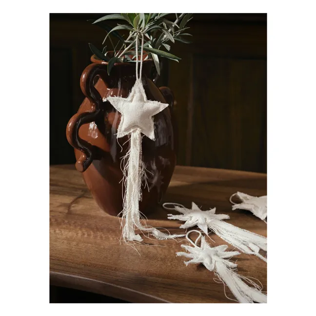 Ornements pour sapin en coton Vela Star - Set de 4 | Blanc