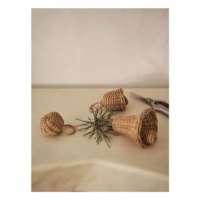 Boules de Noël en rotin tressé Cloches - Set of 3