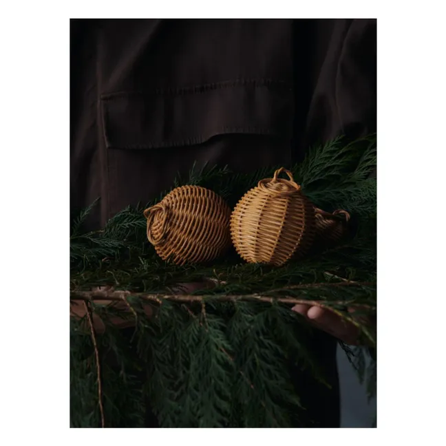 Boules de Noël en rotin tressé - Set de 2