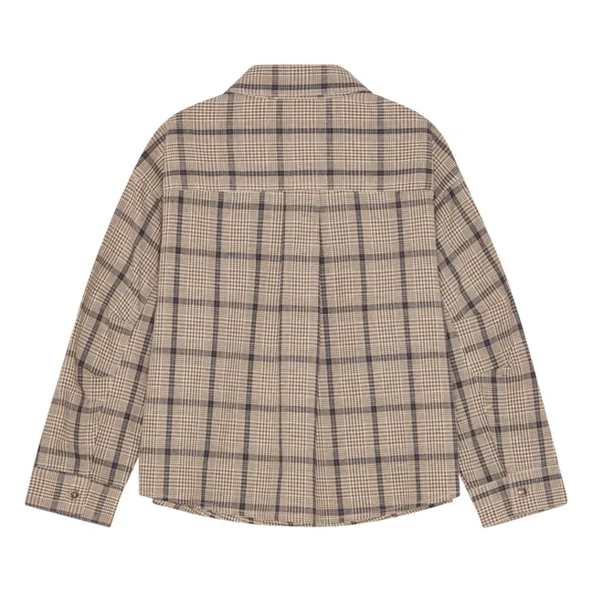 Nohrla shirt Linen and organic cotton checks | Brown
