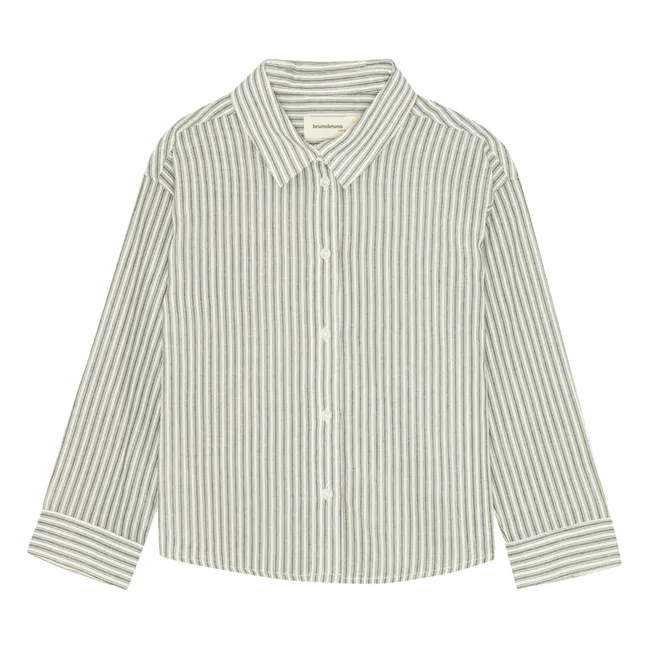 Nohrla Striped Organic Cotton Shirt | Green