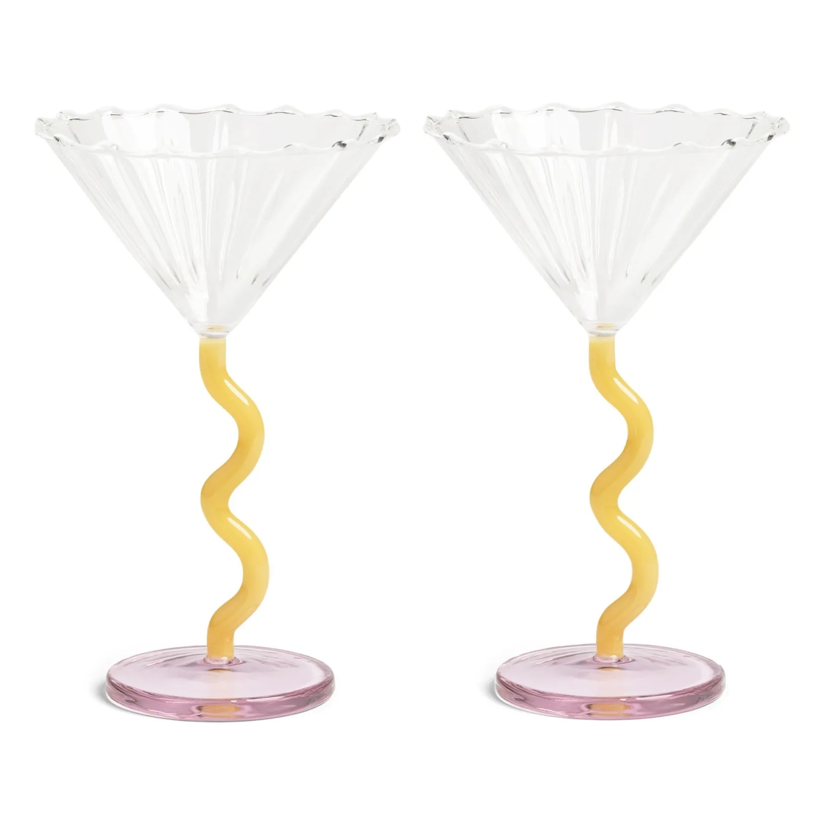 &Klevering Yellow Curve Cups - Set Of 2