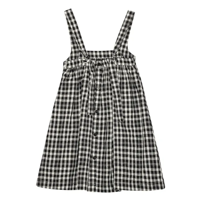 Emily Dress Linen and organic cotton check | Black