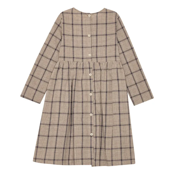 Vestido de cuadros de lino y algodón orgánico Vita | Marrón- Imagen del producto n°3