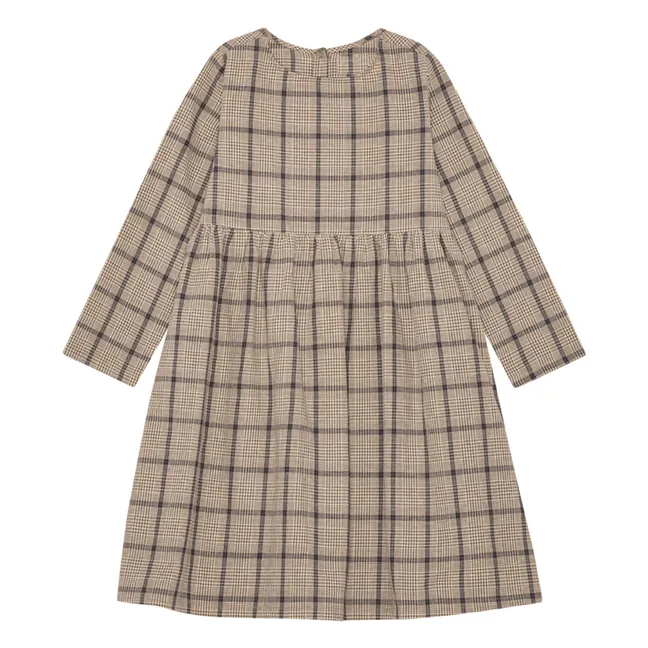 Vita Dress Linen and organic cotton check | Brown