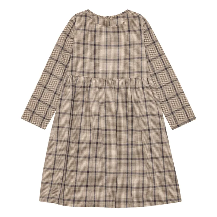 Vestido de cuadros de lino y algodón orgánico Vita | Marrón- Imagen del producto n°0