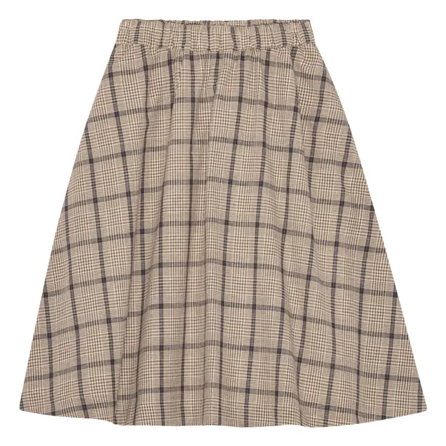 Gertrud skirt Linen and organic cotton checks | Brown
