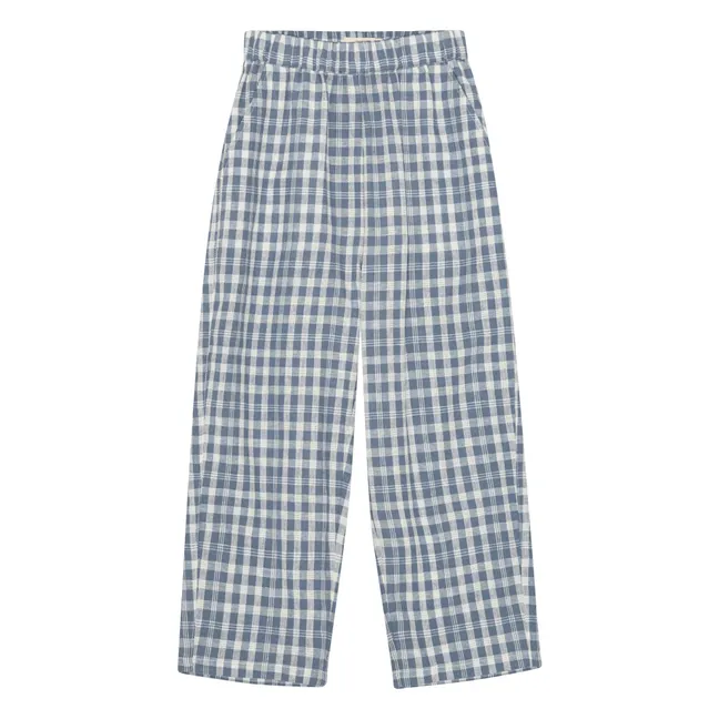 Dora organic cotton plaid pants | Blue