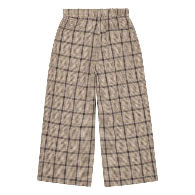 Pantaloni Francis Lino e cotone biologico a quadri | Marrone