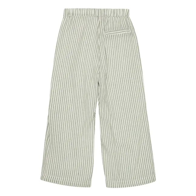 Pantalon Francis Rayé Coton Bio | Vert