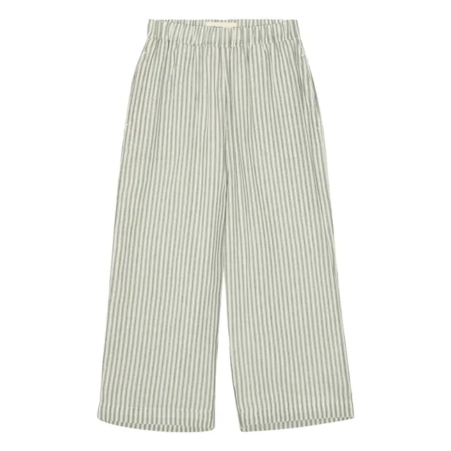 Pantalones a rayas de algodón orgánico Francis | Verde