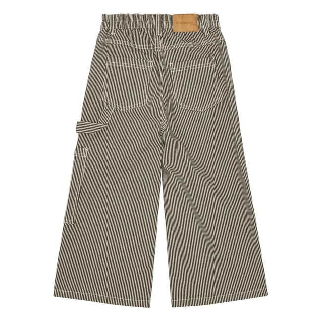 Flynn Pantalones de rayas de algodón orgánico | Verde Oscuro