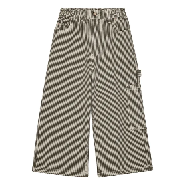 Flynn Organic Cotton Striped Pants | Dark green