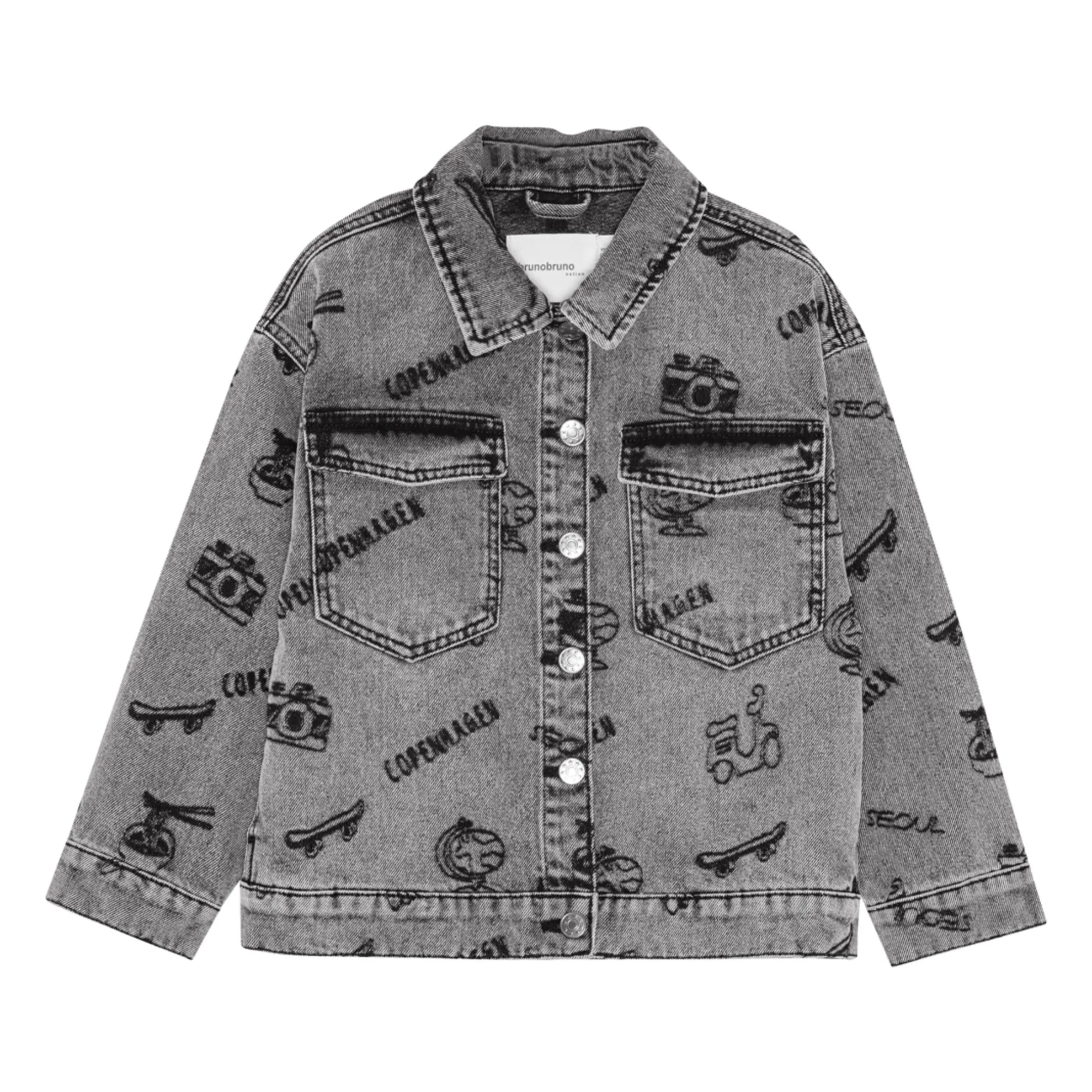 Brunobruno Nation Grey Lou Voyage Denim Organic Cotton Jacket