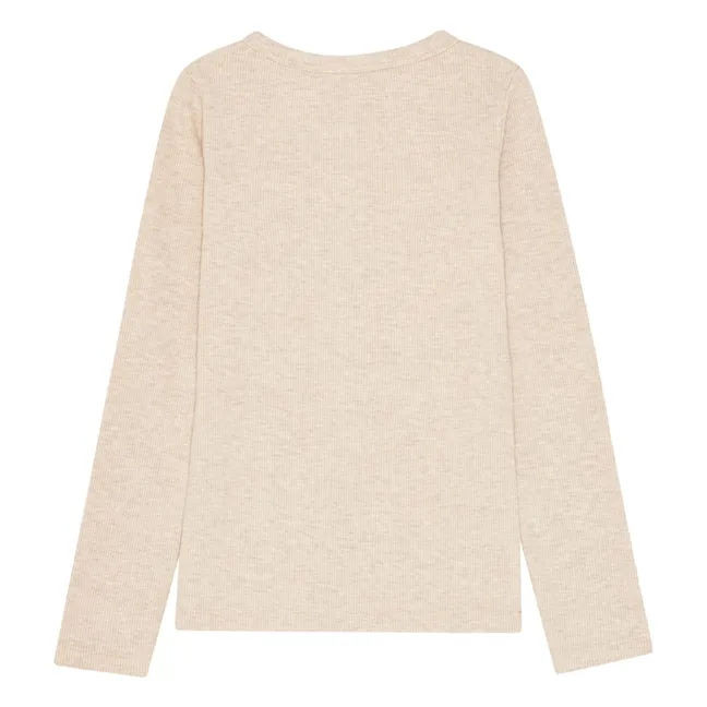 T-shirt Boutonné Côtelé Leo Coton Bio | Blanc cassé