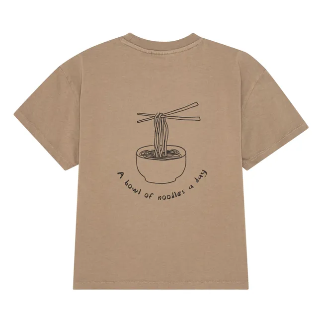 Camiseta de algodón ecológico Nanna Noodles | Marrón