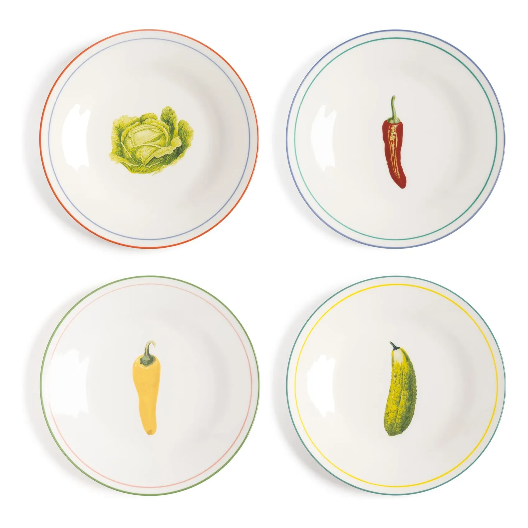 &Klevering Multicoloured Vegetable Plates - Set Of 4
