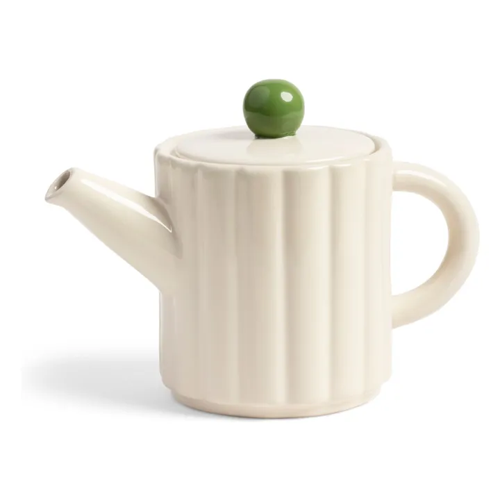 Stoneware teapot Tube | Cream- Product image n°0