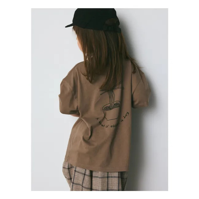 Camiseta de algodón ecológico Nanna Noodles | Marrón