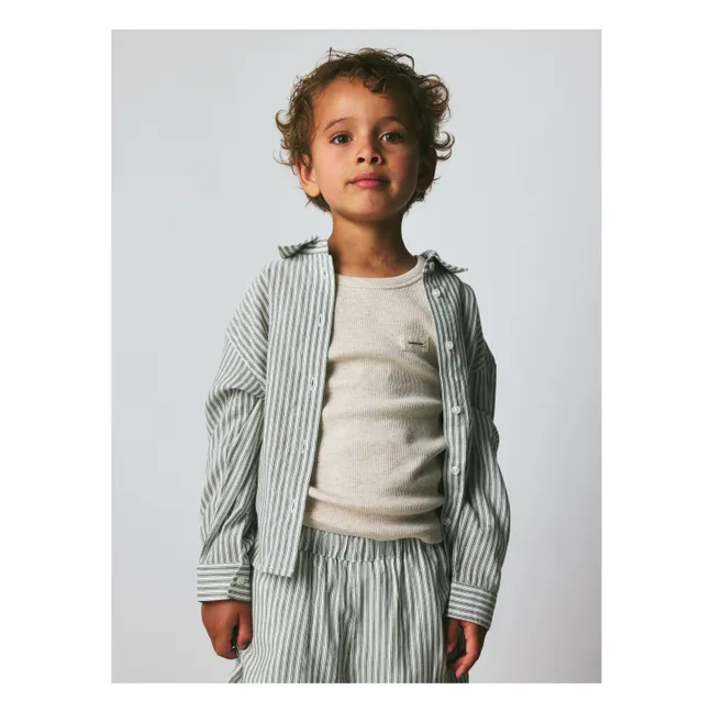 Nohrla Striped Organic Cotton Shirt | Green