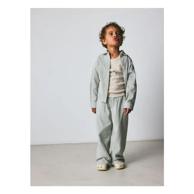 Camisa de algodón orgánico a rayas Nohrla | Verde