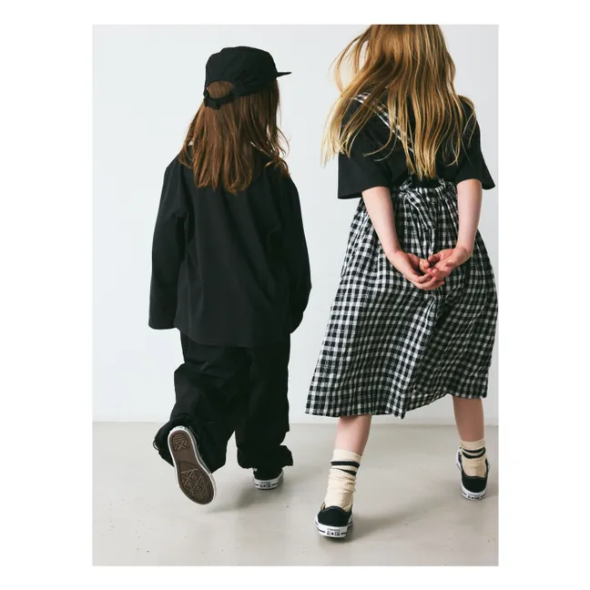 Emily Dress Linen and organic cotton check | Black