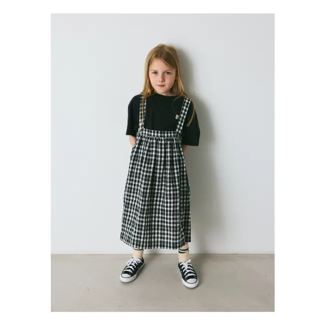 Robe Emily Carreaux Lin et Coton Bio | Noir