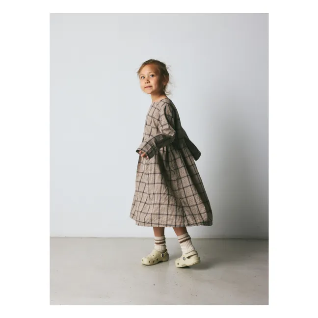Robe Vita Carreaux Lin et Coton Bio | Marron