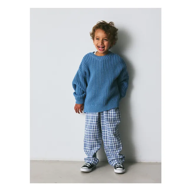 Dora organic cotton plaid pants | Blue