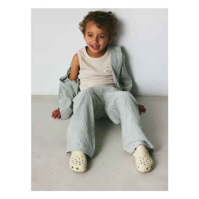 Pantalon Francis Rayé Coton Bio | Vert