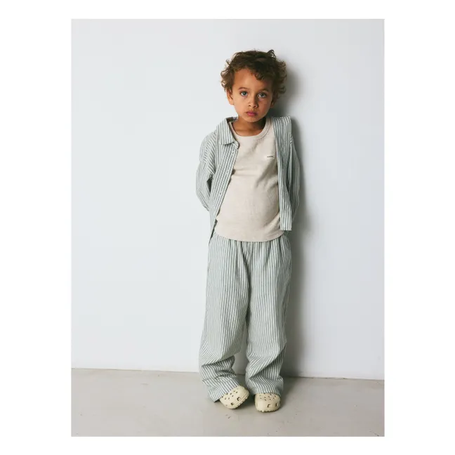 Pantaloni a righe Francis in cotone biologico | Verde