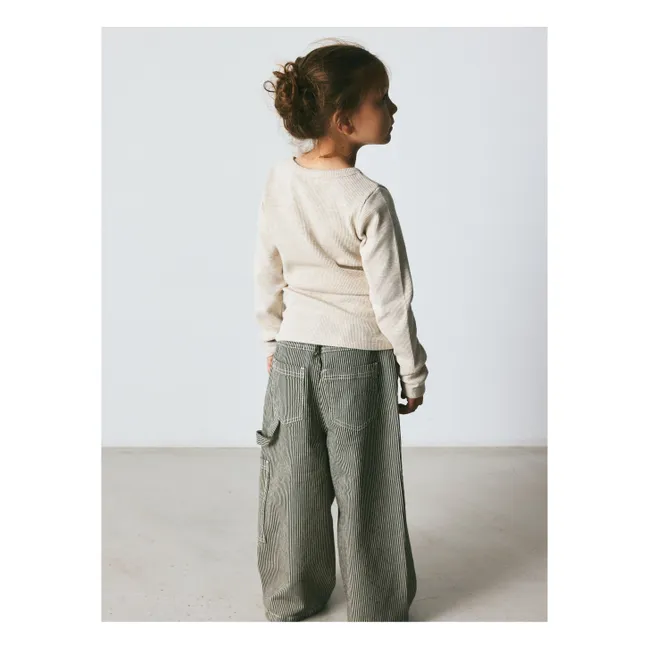 Flynn Organic Cotton Striped Pants | Dark green