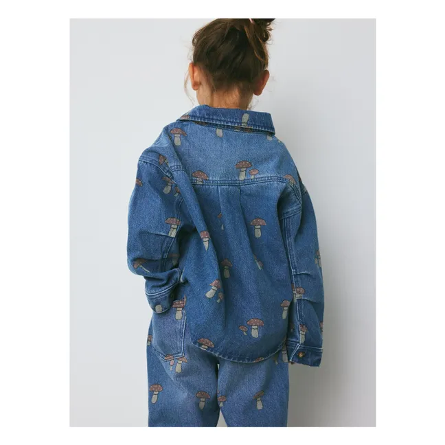Chemise Denim Nohr Champignons Rouge Coton Bio | Bleu