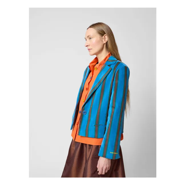 Veste Rayée Velours - Collection Femme | Bleu marine