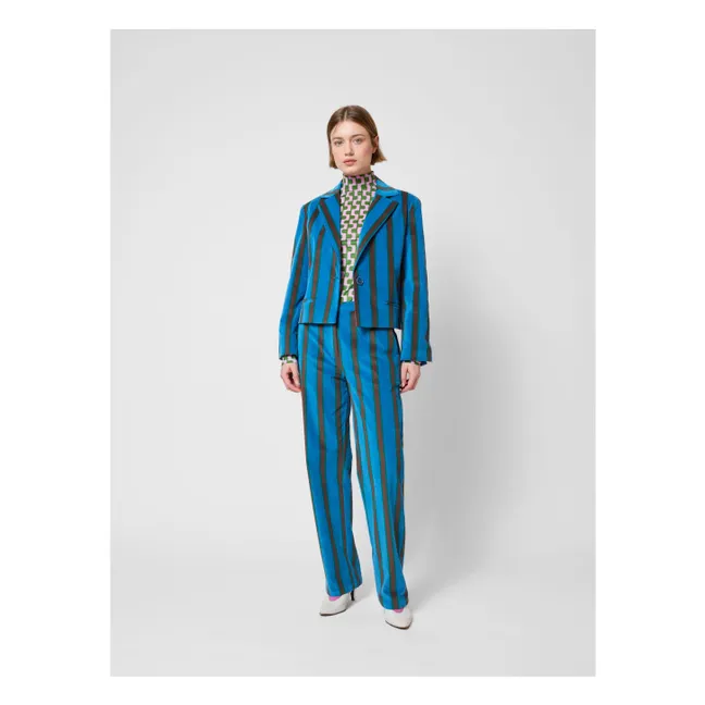 Striped Velvet Jacket - Women's Collection | Navy blue
